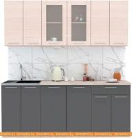 Кухня Интерлиния Мила 20-60 (вудлайн кремовый-антрацит-бискайская сосна) картинка