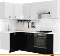 Кухня S-Company Клео глосc 1.2x2.3 левая (черный глянец/белый глянец) картинка