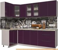 Кухня Интерлиния Мила Пластик 1.2x2.5 (слива глянец/опал светлый) картинка