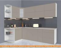 Кухня Интерлиния Мила Матте 1.5x2.6 А левая (луна/луна/травертин серый) картинка