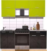 Кухня Интерлиния Мила Gloss 60-19 (яблоко/черный глянец) картинка