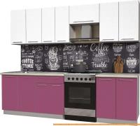 Кухня Интерлиния Мила Пластик 2.6 А (гортензия гл/белый гл/опал светлый) картинка