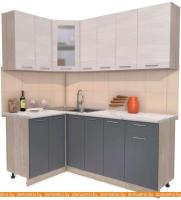 Кухня Интерлиния Мила 12x19 (вудлайн кремовый-антрацит-бискайская сосна) картинка