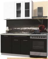 Кухня Интерлиния Мила Пластик 1.3 Б (черный глянец/белый глянец/опал светлый) картинка