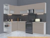 Кухня Интерлиния Мила Матте 1.5x2.8 Б левая (луна/луна/травертин серый) картинка