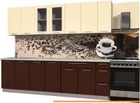 Кухня Интерлиния Мила Пластик 2.7 Б (шоколад глянец/ваниль глянец/опал светлый) картинка