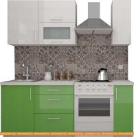 Кухня ВерсоМебель ВерсоЛайн 4-1.4 (белый 001/яблоко 005) картинка