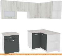 Кухня ВерсоМебель Эко-5 1.2x2.1 правая (дуб крафт белый/антрацит) картинка