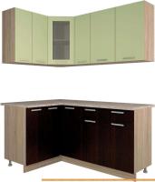 Кухня Интерлиния Мила 12x17 (салатовый/дуб венге) картинка