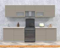 Кухня Интерлиния Мила Матте 3.0 Б (луна/луна/травертин серый) картинка