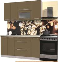 Кухня Интерлиния Мила Пластик 1.6 В (капучино глянец/опал светлый) картинка