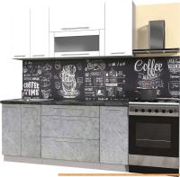 Кухня Интерлиния Мила Пластик 1.0 В (мрамор глянец/белый глянец/кастилло темн.) картинка