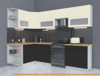 Кухня Интерлиния Мила Матте 1.5x2.8 Б левая (слоновая кость/пепел/травертин с.) картинка