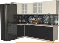 Кухня Интерлиния Мила Деко 1.2x2.6 (пепел/слоновая кость/травертин серый) картинка