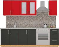 Кухня ВерсоМебель ВерсоЛайн 1-1.9 (красный чили/антрацит) картинка