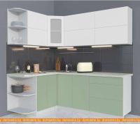Кухня Интерлиния Мила Матте 1.5x2.1 А левая (белый/мята/опал светлый) картинка