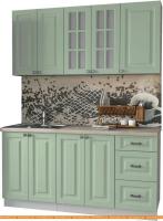 Кухня Интерлиния Мила Деко 1.6 Б (мята/травертин серый) картинка
