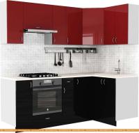 Кухня S-Company Клео глосc 1.2x2.2 правая (черный глянец/бургундский глянец) картинка