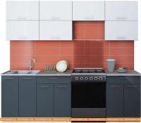 Кухня Интерлиния Мила Gloss 60-24 (белый/асфальт) картинка