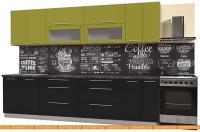 Кухня Интерлиния Мила Пластик 3.0 В (черный гл.-оливковый гл.-кастилло темн) картинка