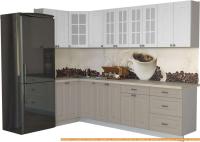 Кухня Интерлиния Мила Деко 1.2x2.8 (белый/луна/травертин серый) картинка