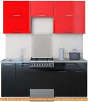 Кухня Интерлиния Мила Gloss 50-18 (красный/черный) картинка