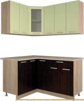 Кухня Интерлиния Мила 12x15 (салатовый/дуб венге) картинка