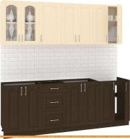 Кухня Кортекс-мебель Корнелия Ретро 2.2м без столешницы (венге светлый/венге) картинка