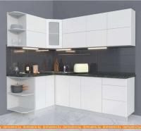 Кухня Интерлиния Мила Матте 1.5x2.3 А левая (белый/белый/кастилло тёмный) картинка