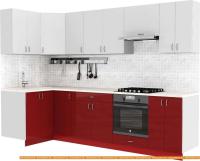 Кухня S-Company Клео глосc 1.2x2.9 левая (бургундский глянец/белый глянец) картинка