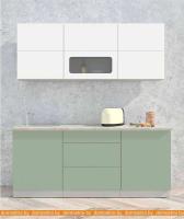 Кухня Интерлиния Мила Матте 1.9 А (белый/мята/опал светлый) картинка