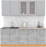 Кухня Интерлиния Мила 18 (серебристый-бетон-бискайская сосна) картинка