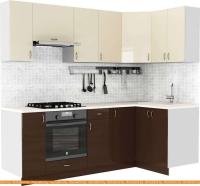 Кухня S-Company Клео глосc 1.2x2.3 правая (коричневый глянец/ваниль глянец) картинка