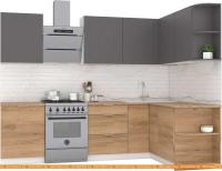 Кухня Интермебель Микс Топ-13 2.1x1.5м прав (графит сер-дуб кр зол-дуб кр зол) картинка