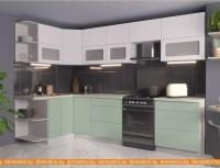 Кухня Интерлиния Мила Матте 1.5x3.0 Б правая (белый-мята-опал светлый) картинка