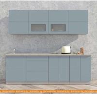 Кухня Интерлиния Мила Матте 2.4 А (океан/океан/травертин серый) картинка