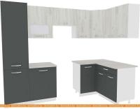 Кухня ВерсоМебель Эко-5 1.4x2.6 правая (дуб крафт белый/антрацит) картинка