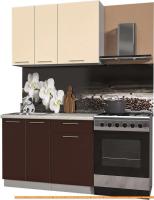 Кухня Интерлиния Мила Пластик 1.1 А (шоколад глянец/ваниль глянец/опал светлый) картинка