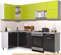 Кухня Интерлиния Мила Gloss 60-12x25 (яблоко/черный глянец) картинка
