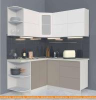 Кухня Интерлиния Мила Матте 1.5x1.6 А левая (белый/луна/опал светлый) картинка