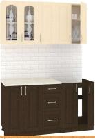 Кухня Кортекс-мебель Корнелия Ретро 1.5м (венге светлый/венге/марсель) картинка