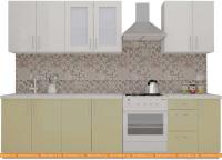 Кухня ВерсоМебель ВерсоЛайн 3-2.3 (белый 001/бежевый 002) картинка