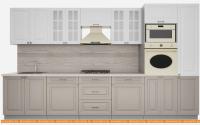 Кухня Интерлиния Мила Деко 3.6 (белый-луна-травертин серый) картинка