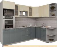 Кухня Интерлиния Мила Gloss 1.68x2.8 правая (ваниль-асфальт) картинка