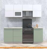 Кухня Интерлиния Мила Матте 2.1 Б (белый/мята/опал светлый) картинка