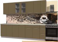 Кухня Интерлиния Мила Пластик 2.7 Б (капучино глянец/опал светлый) картинка