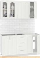 Кухня Кортекс-мебель Корнелия Ретро 1.5м без столешницы (ясень белый) картинка