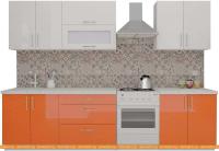Кухня ВерсоМебель ВерсоЛайн 8-2.4 (белый 001/яркий оранжевый 008) картинка