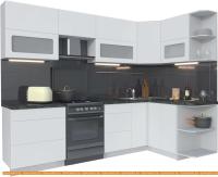 Кухня Интерлиния Мила Матте 1.5x2.7 Б правая (белый-белый-кастилло темный) картинка