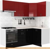 Кухня S-Company Клео глосc 1.2x2.1 правая (черный глянец/бургундский глянец) картинка